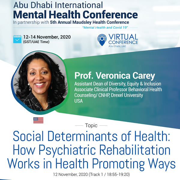 Screen shot: announcement of Veronica Carey, PhD, presenting at conference in Abu Dhabi